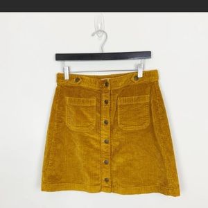 Madewell Corduroy A-Line Patch Pocket Button-Down Mini Skirt Size 6